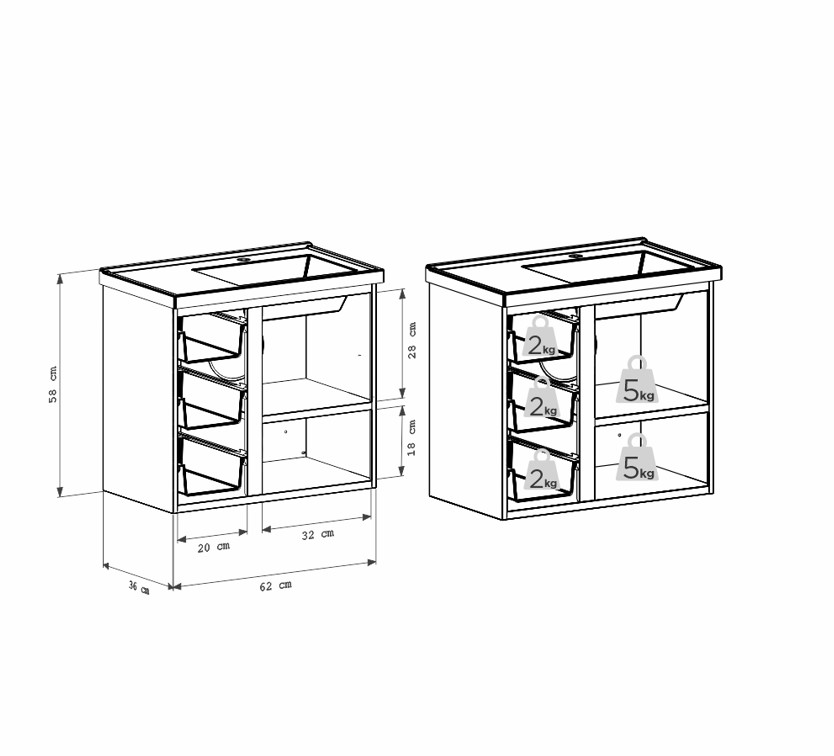 COZIMAX - GABINETE PARA BANHEIRO EM A�O AMEIXA 60CM CINZA